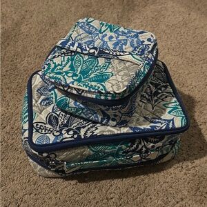 Vera Bradley Blue and Green Cosmetic Bag Combo